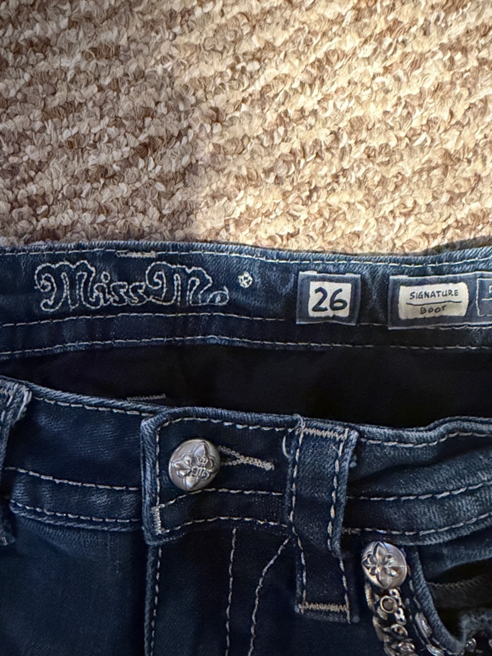 Miss Me Dark Blue Bootcut Jeans Size 26 - Picture 2 of 5